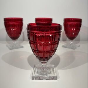 Mario Luca Giusti Winston Wine Glass Ruby Red Acrylic Crystal Look Set of 4